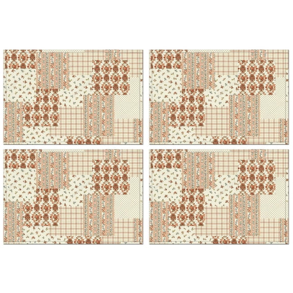 Pioneer Flower Floral Print Pattern Summer Placemats Table Placemats Set Of 4-Linen Kitchen Washable Placemats Table Mats 12x18 Inch Non-Slip Heat Resistant
