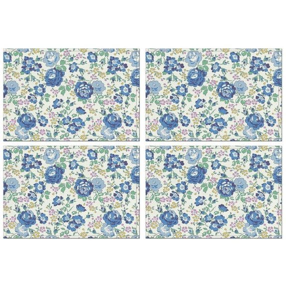 Pioneer Flower Floral Print Pattern Summer Placemats Table Placemats Set Of 4-Linen Kitchen Washable Placemats Table Mats 12x18 Inch Non-Slip Heat Resistant