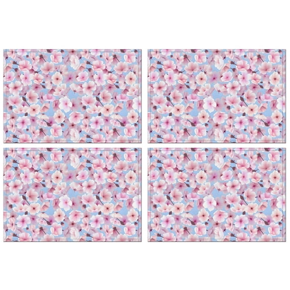 Pioneer Flower Floral Print Pattern Summer Placemats Table Placemats Set Of 4-Linen Kitchen Washable Placemats Table Mats 12x18 Inch Non-Slip Heat Resistant