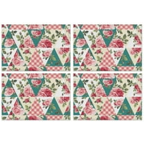 Pioneer Flower Floral Print Pattern Summer Placemats Table Placemats Set Of 4-Linen Kitchen Washable Placemats Table Mats 12x18 Inch Non-Slip Heat Resistant