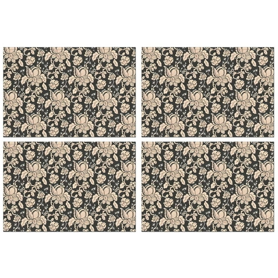 Pioneer Flower Floral Print Pattern Summer Placemats Table Placemats Set Of 4-Linen Kitchen Washable Placemats Table Mats 12x18 Inch Non-Slip Heat Resistant