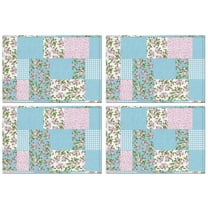 Pioneer Flower Floral Print Pattern Summer Placemats Table Placemats Set Of 4-Linen Kitchen Washable Placemats Table Mats 12x18 Inch Non-Slip Heat Resistant