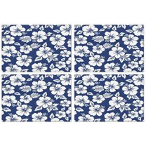 Pioneer Flower Floral Print Pattern Summer Placemats Table Placemats Set Of 4-Linen Kitchen Washable Placemats Table Mats 12x18 Inch Non-Slip Heat Resistant