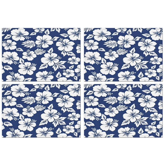 Pioneer Flower Floral Print Pattern Summer Placemats Table Placemats Set Of 4-Linen Kitchen Washable Placemats Table Mats 12x18 Inch Non-Slip Heat Resistant