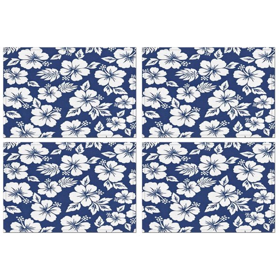 Pioneer Flower Floral Print Pattern Summer Placemats Table Placemats Set Of 4-Linen Kitchen Washable Placemats Table Mats 12x18 Inch Non-Slip Heat Resistant