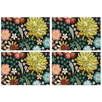 Pioneer Flower Floral Print Pattern Summer Placemats Table Placemats Set Of 4-Linen Kitchen Washable Placemats Table Mats 12x18 Inch Non-Slip Heat Resistant