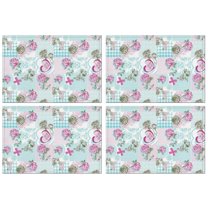 Pioneer Flower Floral Print Pattern Summer Placemats Table Placemats Set Of 4-Linen Kitchen Washable Placemats Table Mats 12x18 Inch Non-Slip Heat Resistant