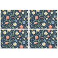 thumbnail image 1 of Pioneer Flower Floral Print Pattern Summer Placemats Table Placemats Set Of 4-Linen Kitchen Washable Placemats Table Mats 12x18 Inch Non-Slip Heat Resistant, 1 of 5