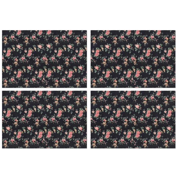 Pioneer Flower Floral Print Pattern Summer Placemats Table Placemats Set Of 4-Linen Kitchen Washable Placemats Table Mats 12x18 Inch Non-Slip Heat Resistant