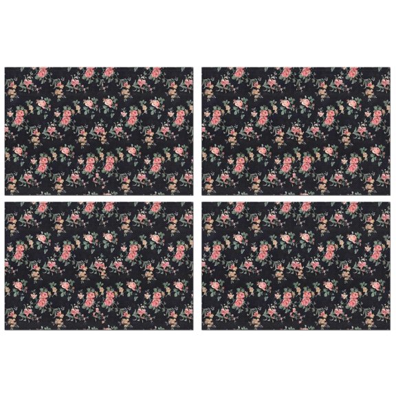 Pioneer Flower Floral Print Pattern Summer Placemats Table Placemats Set Of 4-Linen Kitchen Washable Placemats Table Mats 12x18 Inch Non-Slip Heat Resistant