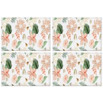 Pioneer Flower Floral Print Pattern Summer Placemats Table Placemats Set Of 4-Linen Kitchen Washable Placemats Table Mats 12x18 Inch Non-Slip Heat Resistant