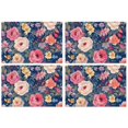 thumbnail image 1 of Pioneer Flower Floral Print Pattern Summer Placemats Table Placemats Set Of 4-Linen Kitchen Washable Placemats Table Mats 12x18 Inch Non-Slip Heat Resistant, 1 of 5