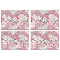 Pioneer Flower Floral Print Pattern Summer Placemats Table Placemats Set Of 4-Linen Kitchen Washable Placemats Table Mats 12x18 Inch Non-Slip Heat Resistant