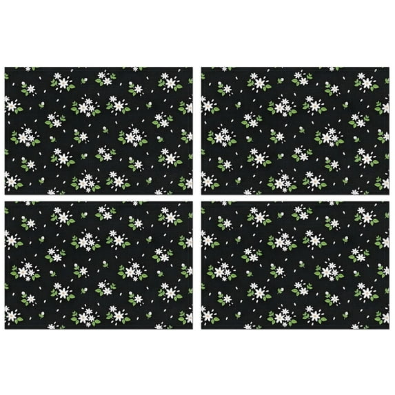 Pioneer Flower Floral Print Pattern Summer Placemats Table Placemats Set Of 4-Linen Kitchen Washable Placemats Table Mats 12x18 Inch Non-Slip Heat Resistant