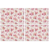 Pioneer Flower Floral Print Pattern Summer Placemats Table Placemats Set Of 4-Linen Kitchen Washable Placemats Table Mats 12x18 Inch Non-Slip Heat Resistant