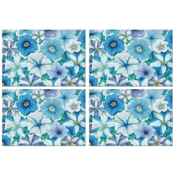 Pioneer Flower Floral Print Pattern Summer Placemats Table Placemats Set Of 4-Linen Kitchen Washable Placemats Table Mats 12x18 Inch Non-Slip Heat Resistant