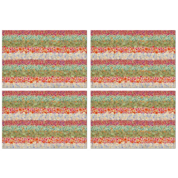 Pioneer Flower Floral Print Pattern Summer Placemats Table Placemats Set Of 4-Linen Kitchen Washable Placemats Table Mats 12x18 Inch Non-Slip Heat Resistant