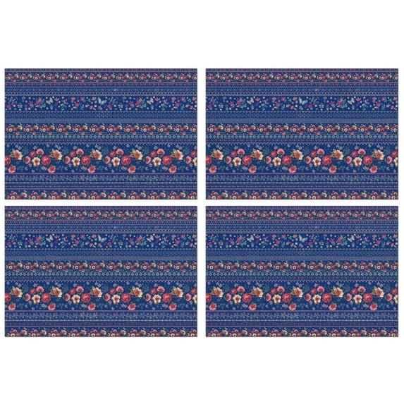Pioneer Flower Floral Print Pattern Summer Placemats Table Placemats Set Of 4-Linen Kitchen Washable Placemats Table Mats 12x18 Inch Non-Slip Heat Resistant