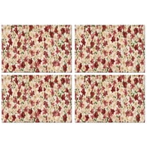 Pioneer Flower Floral Print Pattern Summer Placemats Table Placemats Set Of 4-Linen Kitchen Washable Placemats Table Mats 12x18 Inch Non-Slip Heat Resistant