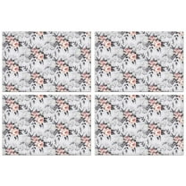 Pioneer Flower Floral Print Pattern Summer Placemats Table Placemats Set Of 4-Linen Kitchen Washable Placemats Table Mats 12x18 Inch Non-Slip Heat Resistant