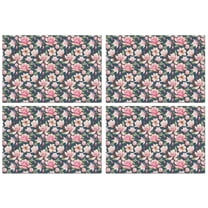 Pioneer Flower Floral Print Pattern Summer Placemats Table Placemats Set Of 4-Linen Kitchen Washable Placemats Table Mats 12x18 Inch Non-Slip Heat Resistant