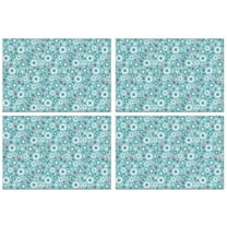 Pioneer Flower Floral Print Pattern Summer Placemats Table Placemats Set Of 4-Linen Kitchen Washable Placemats Table Mats 12x18 Inch Non-Slip Heat Resistant