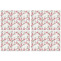 Pioneer Flower Floral Print Pattern Summer Placemats Table Placemats Set Of 4-Linen Kitchen Washable Placemats Table Mats 12x18 Inch Non-Slip Heat Resistant
