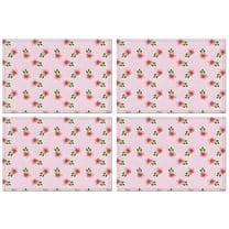 Pioneer Flower Floral Print Pattern Summer Placemats Table Placemats Set Of 4-Linen Kitchen Washable Placemats Table Mats 12x18 Inch Non-Slip Heat Resistant