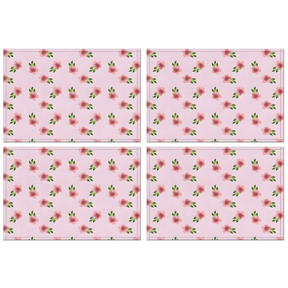 Pioneer Flower Floral Print Pattern Summer Placemats Table Placemats Set Of 4-Linen Kitchen Washable Placemats Table Mats 12x18 Inch Non-Slip Heat Resistant