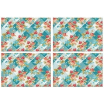 Pioneer Flower Floral Print Pattern Summer Placemats Table Placemats Set Of 4-Linen Kitchen Washable Placemats Table Mats 12x18 Inch Non-Slip Heat Resistant