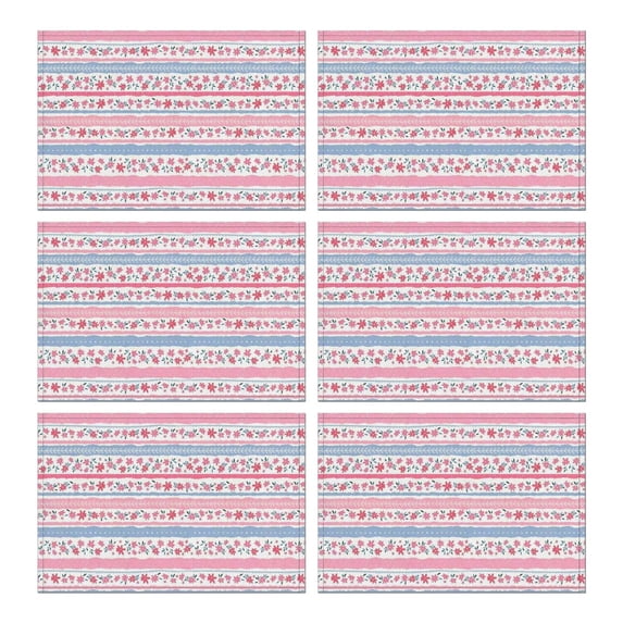 Pioneer Flower Floral Print Pattern Summer Placemats Table Placemats Set Of 6-Linen Kitchen Washable Placemats Table Mats 12x18 Inch Non-Slip Heat Resistant
