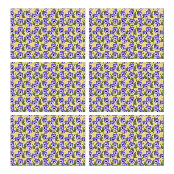 Pioneer Flower Floral Print Pattern Summer Placemats Table Placemats Set Of 6-Linen Kitchen Washable Placemats Table Mats 12x18 Inch Non-Slip Heat Resistant
