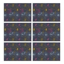 Pioneer Flower Floral Print Pattern Summer Placemats Table Placemats Set Of 6-Linen Kitchen Washable Placemats Table Mats 12x18 Inch Non-Slip Heat Resistant