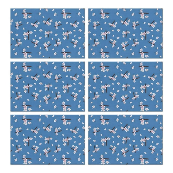 Pioneer Flower Floral Print Pattern Summer Placemats Table Placemats Set Of 6-Linen Kitchen Washable Placemats Table Mats 12x18 Inch Non-Slip Heat Resistant