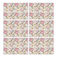 thumbnail image 1 of Pioneer Flower Floral Print Pattern Summer Placemats Table Placemats Set Of 6-Linen Kitchen Washable Placemats Table Mats 12x18 Inch Non-Slip Heat Resistant, 1 of 5