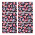 thumbnail image 1 of Pioneer Flower Floral Print Pattern Summer Placemats Table Placemats Set Of 6-Linen Kitchen Washable Placemats Table Mats 12x18 Inch Non-Slip Heat Resistant, 1 of 5