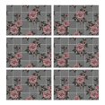 thumbnail image 1 of Pioneer Flower Floral Print Pattern Summer Placemats Table Placemats Set Of 6-Linen Kitchen Washable Placemats Table Mats 12x18 Inch Non-Slip Heat Resistant, 1 of 5