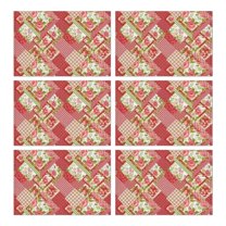 Pioneer Flower Floral Print Pattern Summer Placemats Table Placemats Set Of 6-Linen Kitchen Washable Placemats Table Mats 12x18 Inch Non-Slip Heat Resistant