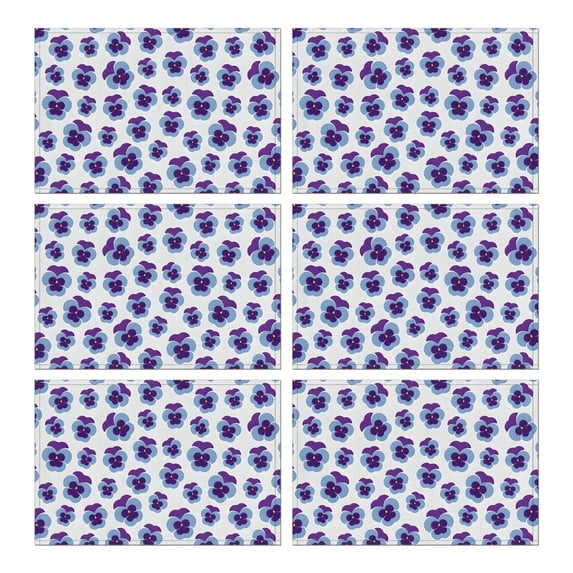 Pioneer Flower Floral Print Pattern Summer Placemats Table Placemats Set Of 6-Linen Kitchen Washable Placemats Table Mats 12x18 Inch Non-Slip Heat Resistant