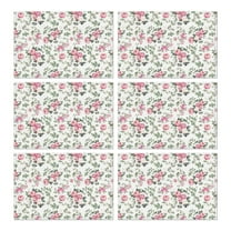 Pioneer Flower Floral Print Pattern Summer Placemats Table Placemats Set Of 6-Linen Kitchen Washable Placemats Table Mats 12x18 Inch Non-Slip Heat Resistant