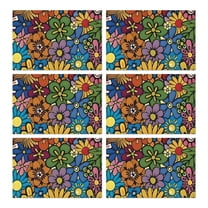 Pioneer Flower Floral Print Pattern Summer Placemats Table Placemats Set Of 6-Linen Kitchen Washable Placemats Table Mats 12x18 Inch Non-Slip Heat Resistant