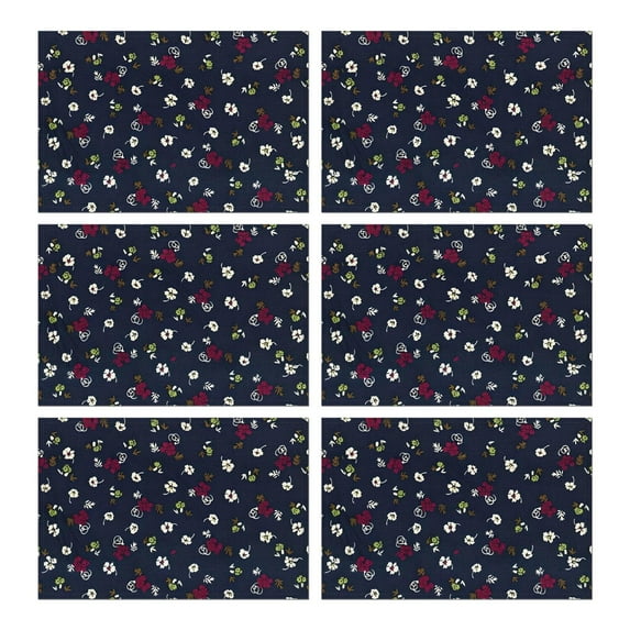 Pioneer Flower Floral Print Pattern Summer Placemats Table Placemats Set Of 6-Linen Kitchen Washable Placemats Table Mats 12x18 Inch Non-Slip Heat Resistant