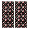 thumbnail image 1 of Pioneer Flower Floral Print Pattern Summer Placemats Table Placemats Set Of 6-Linen Kitchen Washable Placemats Table Mats 12x18 Inch Non-Slip Heat Resistant, 1 of 5