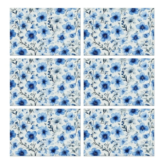 Pioneer Flower Floral Print Pattern Summer Placemats Table Placemats Set Of 6-Linen Kitchen Washable Placemats Table Mats 12x18 Inch Non-Slip Heat Resistant
