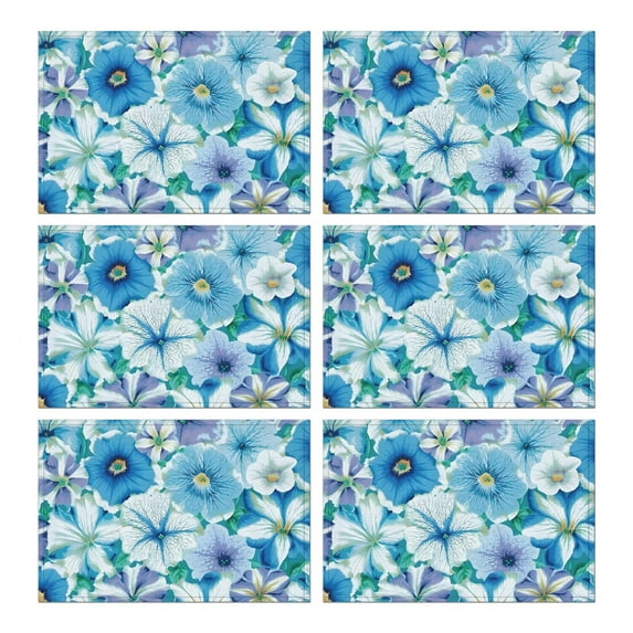 Pioneer Flower Floral Print Pattern Summer Placemats Table Placemats Set Of 6-Linen Kitchen Washable Placemats Table Mats 12x18 Inch Non-Slip Heat Resistant