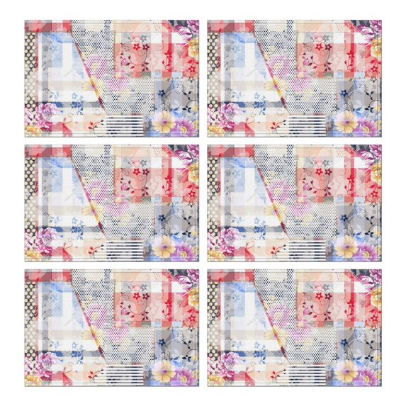 Pioneer Flower Floral Print Pattern Summer Placemats Table Placemats Set Of 6-Linen Kitchen Washable Placemats Table Mats 12x18 Inch Non-Slip Heat Resistant