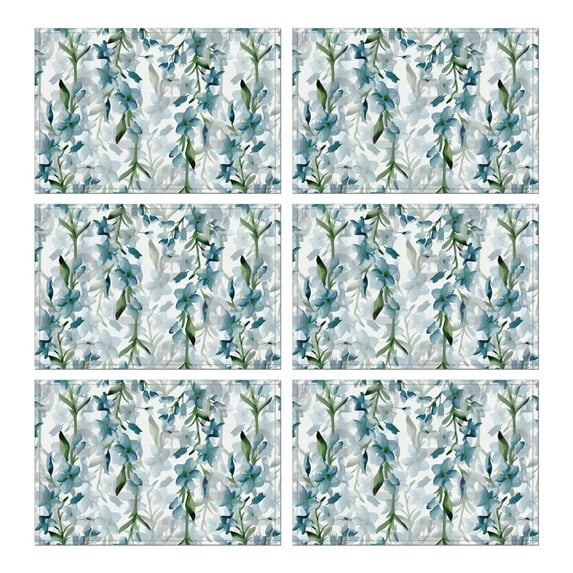 Pioneer Flower Floral Print Pattern Summer Placemats Table Placemats Set Of 6-Linen Kitchen Washable Placemats Table Mats 12x18 Inch Non-Slip Heat Resistant