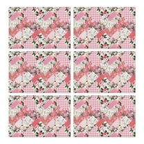 Pioneer Flower Floral Print Pattern Summer Placemats Table Placemats Set Of 6-Linen Kitchen Washable Placemats Table Mats 12x18 Inch Non-Slip Heat Resistant