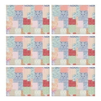 Pioneer Flower Floral Print Pattern Summer Placemats Table Placemats Set Of 6-Linen Kitchen Washable Placemats Table Mats 12x18 Inch Non-Slip Heat Resistant