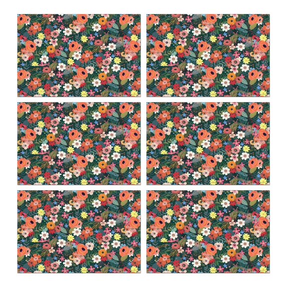 Pioneer Flower Floral Print Pattern Summer Placemats Table Placemats Set Of 6-Linen Kitchen Washable Placemats Table Mats 12x18 Inch Non-Slip Heat Resistant